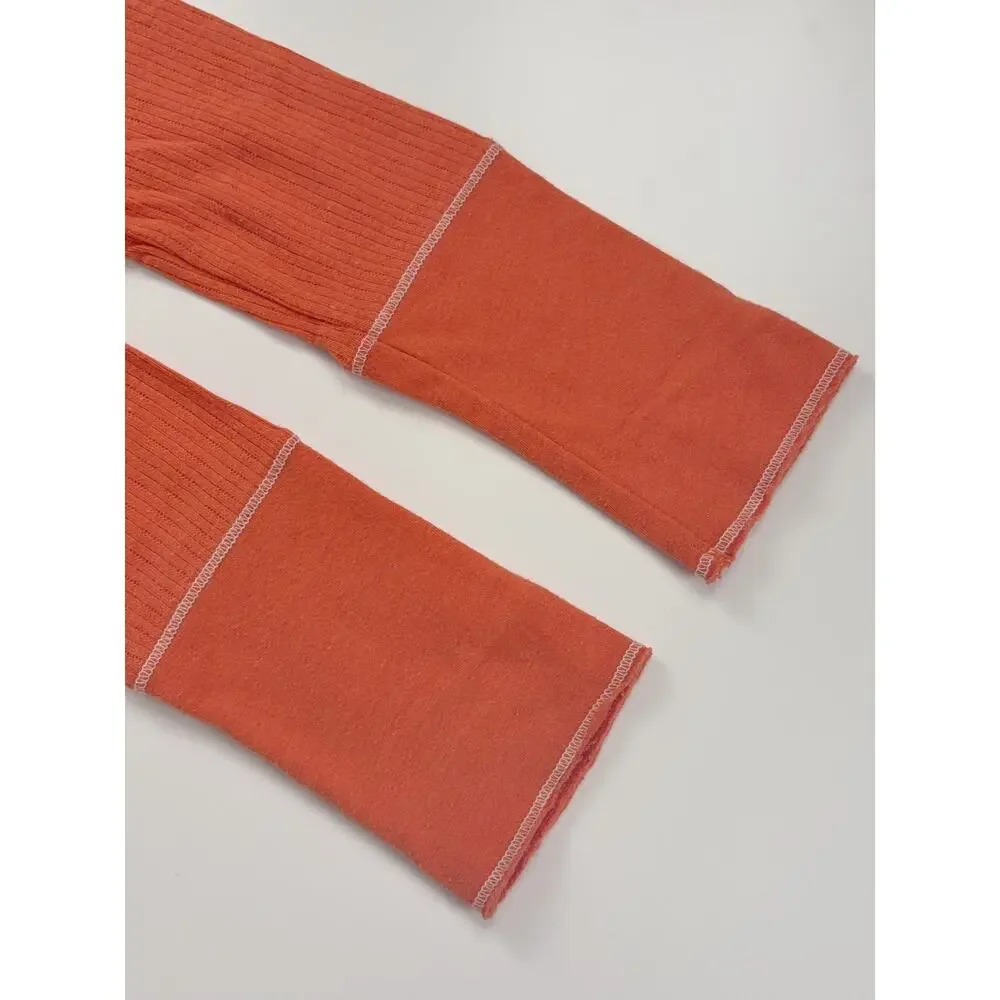 Vintage Y2K 2000s Hollister Long Sleeve Thin Henley Top in Orange Size Medium
